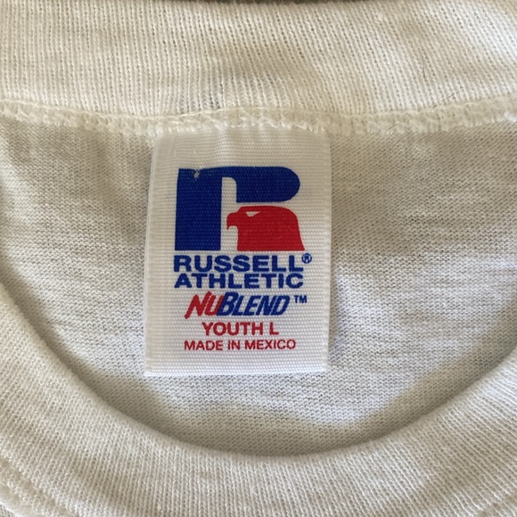 Russell Athletic white Trinity College tee size Youth L 90s Y2K unisex - Picture 3 of 12